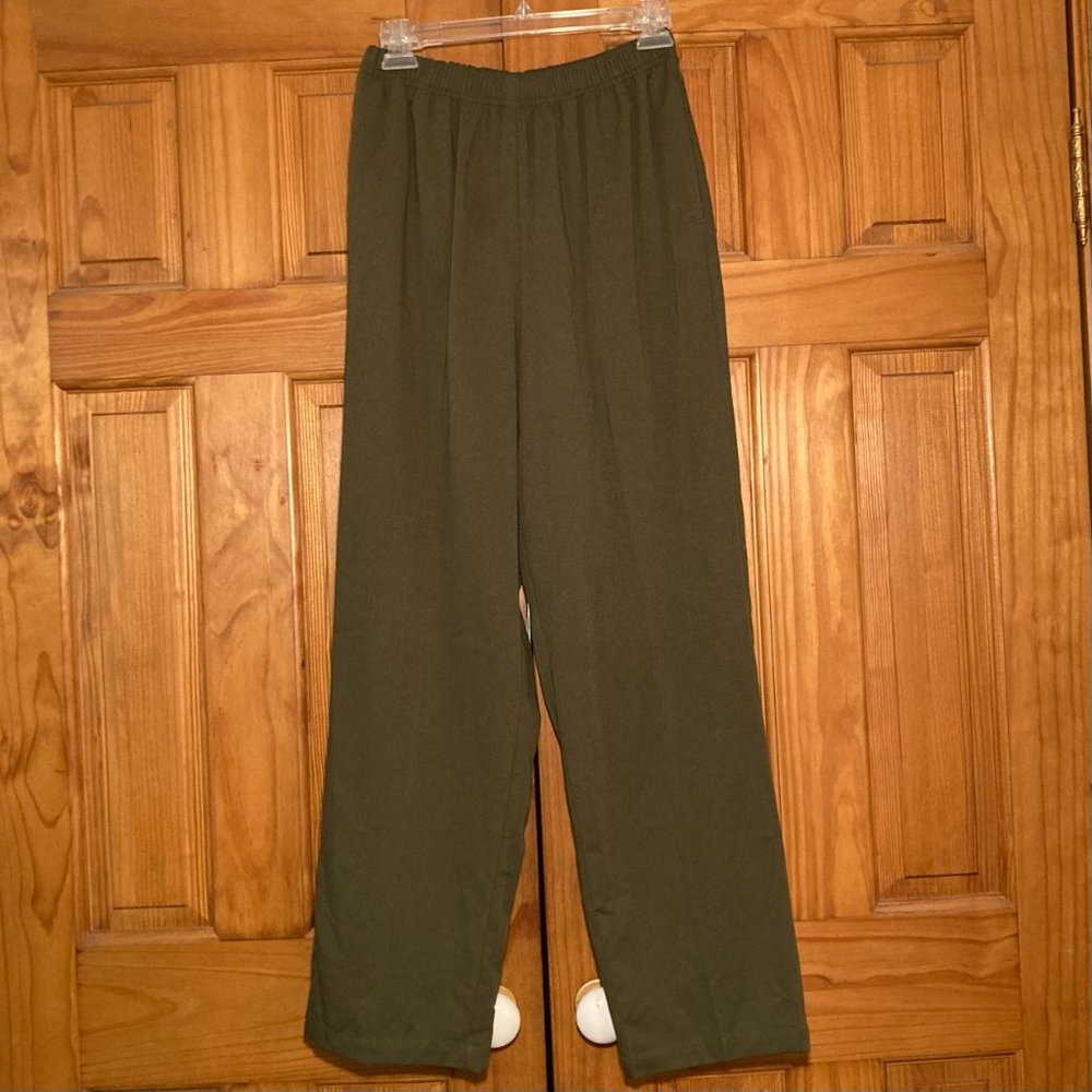 NWOT Breckenridge Vintage 80s Pants Pull On Elastic Waist Green Women's Size 10